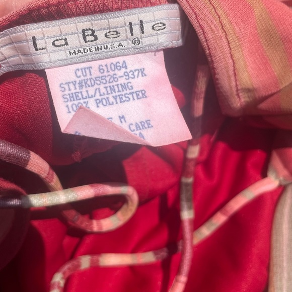 90s Y2K Vintage La Belle Striped Body con Dress Size 6 Pink Spaghetti Straps - Picture 6 of 6